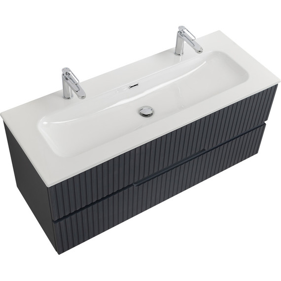 Тумба подвесная с раковиной Cezares DUET-N-1200-2C-SO-GR-P 120 см (раковина CZR-8073-120-1-2) grafito - фото 7