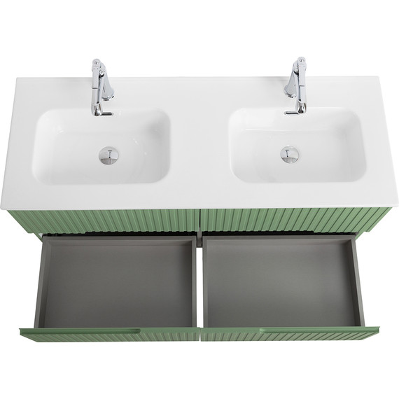 Тумба подвесная с раковиной Cezares DUET-N-1200-4C-SO-2-PS-P 120 см (раковина CZR-8095-120-2) фисташковый софт - фото 7