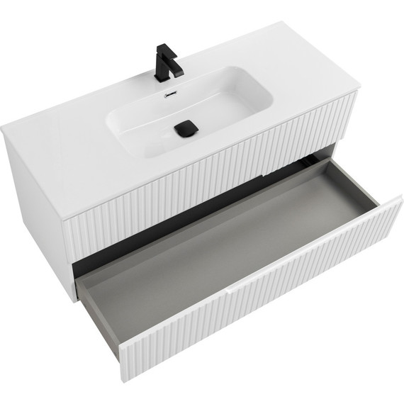 Тумба подвесная с раковиной Cezares DUET-N-1200-2C-SO-BL 120 см (раковина CZR-8095-120) bianco lucido - фото 3