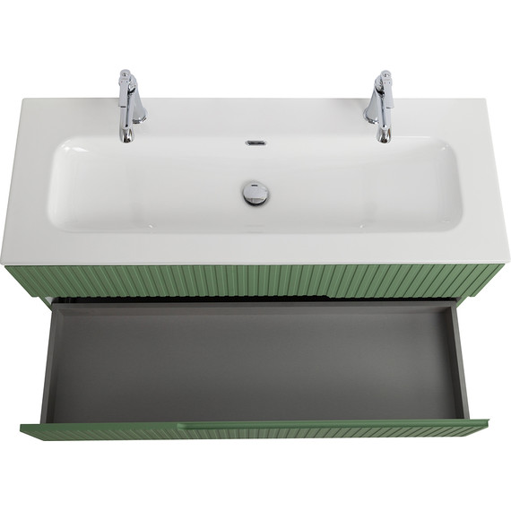 Тумба подвесная с раковиной Cezares DUET-N-1200-2C-SO-PS-P 120 см (раковина CZR-8073-120-1-2) фисташковый софт - фото 7