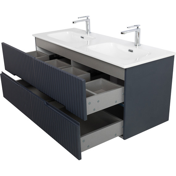 Тумба подвесная с раковиной Cezares DUET-N-1200-4C-SO-2-GR-P 120 см (раковина CZR-8073-120-2) grafito - фото 5