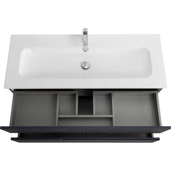 Тумба подвесная с раковиной Cezares DUET-N-1200-2C-SO-GR-P 120 см (раковина CZR-8073-120) grafito - фото 4
