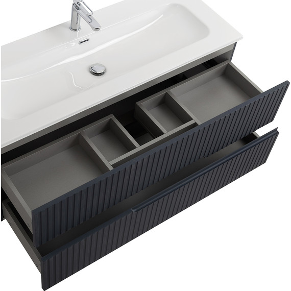 Тумба подвесная с раковиной Cezares DUET-N-1200-2C-SO-GR-P 120 см (раковина CZR-8073-120) grafito - фото 5