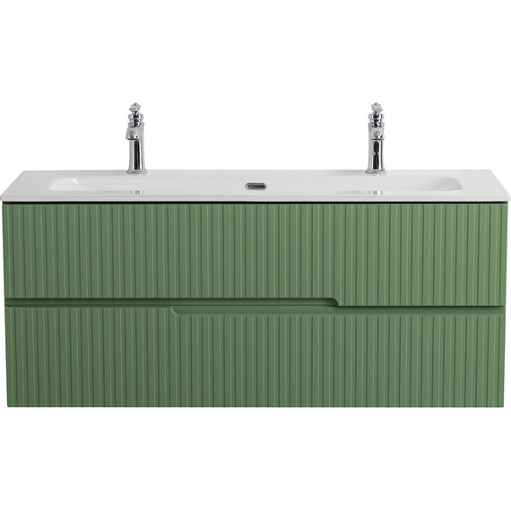 Тумба подвесная с раковиной Cezares DUET-N-1200-2C-SO-PS-P 120 см (раковина CZR-8073-120-1-2) фисташковый софт - фото 