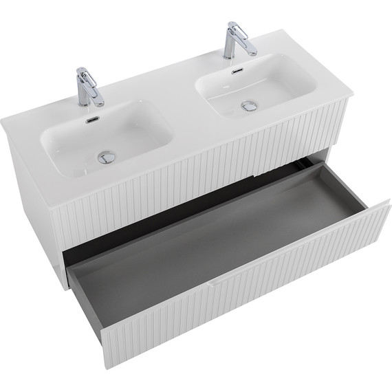 Тумба подвесная с раковиной Cezares DUET-N-1200-2C-SO-2-BL 120 см (раковина CZR-8095-120-2) bianco lucido - фото 4