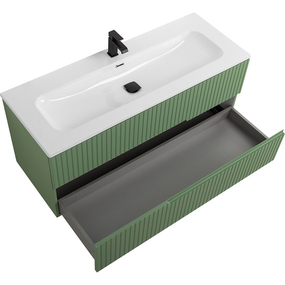 Тумба подвесная с раковиной Cezares DUET-N-1200-2C-SO-PS-P 120 см (раковина CZR-8073-120) фисташковый софт - фото 3