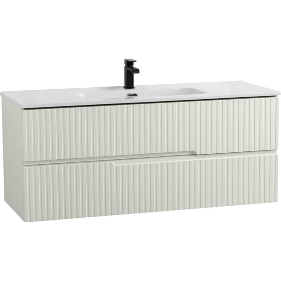 Тумба подвесная с раковиной Cezares DUET-N-1200-2C-SO-AS-P 120 см (раковина CZR-8095-120) альпака брашированная - фото 2