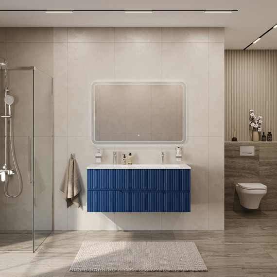 Тумба подвесная с раковиной Cezares DUET-N-1200-2C-SO-SPF-P 120 см (раковина CZR-8073-120-1-2) sapfiro - фото 9