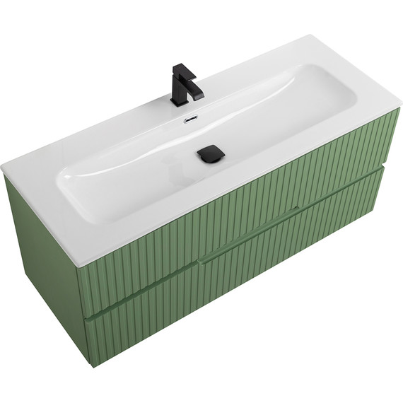 Тумба подвесная с раковиной Cezares DUET-N-1200-2C-SO-PS-P 120 см (раковина CZR-8073-120) фисташковый софт - фото 5