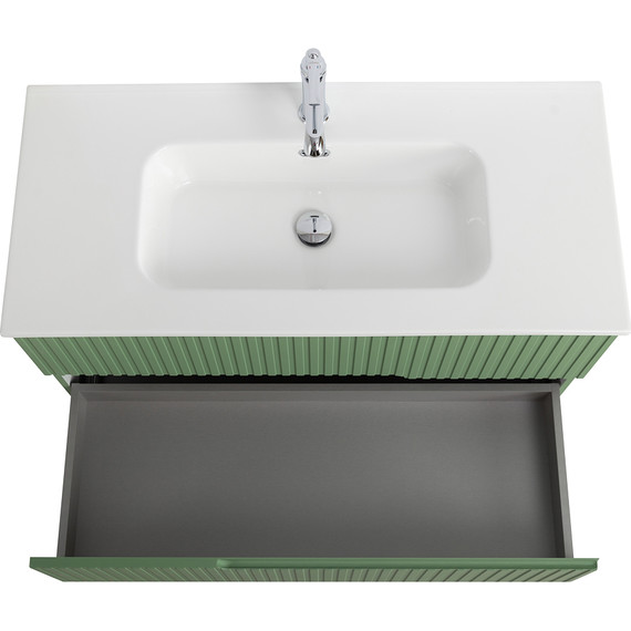 Тумба подвесная с раковиной Cezares DUET-N-1000-2C-SO-PS-P 100 см (раковина CZR-8095-100) фисташковый софт - фото 6