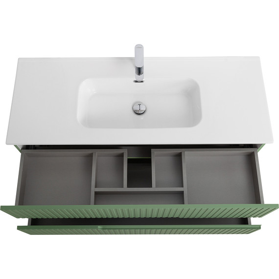 Тумба подвесная с раковиной Cezares DUET-N-1200-2C-SO-PS-P 120 см (раковина CZR-8095-120) фисташковый софт - фото 4