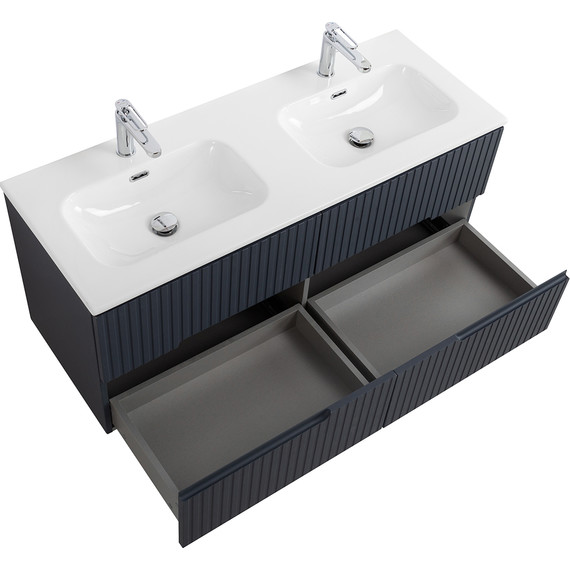 Тумба подвесная с раковиной Cezares DUET-N-1200-4C-SO-2-GR-P 120 см (раковина CZR-8073-120-2) grafito - фото 3