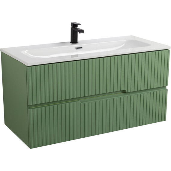 Тумба подвесная с раковиной Cezares DUET-N-1000-2C-SO-PS-P 100 см (раковина CZR-8073-100) фисташковый софт - фото 2