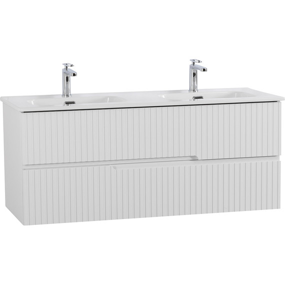 Тумба подвесная с раковиной Cezares DUET-N-1200-2C-SO-2-BL 120 см (раковина CZR-8095-120-2) bianco lucido - фото 2