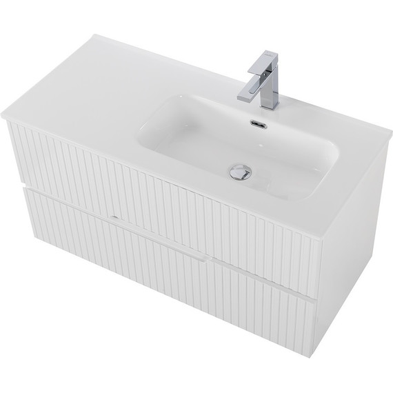 Тумба подвесная с раковиной Cezares DUET-N-1000-2C-SO-BL-R 100 см (раковина CZR-8095-100-R) bianco lucido - фото 4