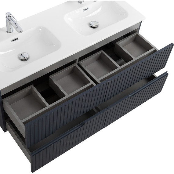 Тумба подвесная с раковиной Cezares DUET-N-1200-4C-SO-2-GR-P 120 см (раковина CZR-8073-120-2) grafito - фото 4