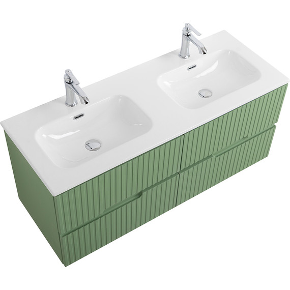 Тумба подвесная с раковиной Cezares DUET-N-1200-4C-SO-2-PS-P 120 см (раковина CZR-8073-120-2) фисташковый софт - фото 7