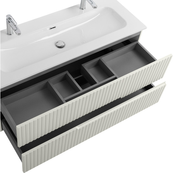 Тумба подвесная с раковиной Cezares DUET-N-1200-2C-SO-AS-P 120 см (раковина CZR-8073-120-1-2) альпака брашированная - фото 5