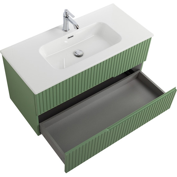 Тумба подвесная с раковиной Cezares DUET-N-1000-2C-SO-PS-P 100 см (раковина CZR-8095-100) фисташковый софт - фото 3