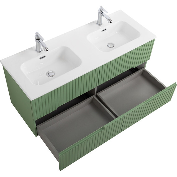 Тумба подвесная с раковиной Cezares DUET-N-1200-4C-SO-2-PS-P 120 см (раковина CZR-8095-120-2) фисташковый софт - фото 3