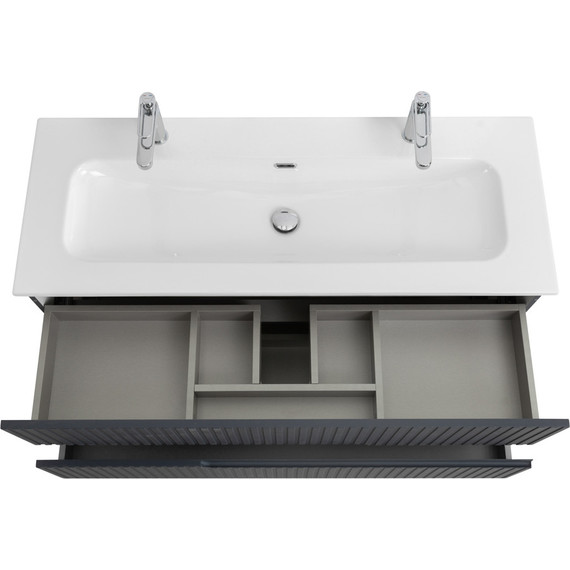 Тумба подвесная с раковиной Cezares DUET-N-1200-2C-SO-GR-P 120 см (раковина CZR-8073-120-1-2) grafito - фото 4