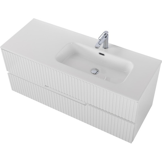 Тумба подвесная с раковиной Cezares DUET-N-1200-2C-SO-BL-R 120 см (раковина CZR-8095-120-R) bianco lucido - фото 3