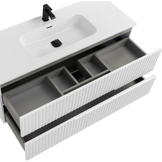 Тумба подвесная с раковиной Cezares DUET-N-1200-2C-SO-BL 120 см (раковина CZR-8095-120) bianco lucido - фото 4