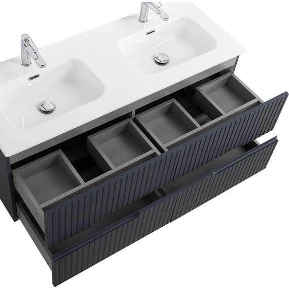 Тумба подвесная с раковиной Cezares DUET-N-1200-4C-SO-2-GR-P 120 см (раковина CZR-8095-120-2) grafito - фото 5