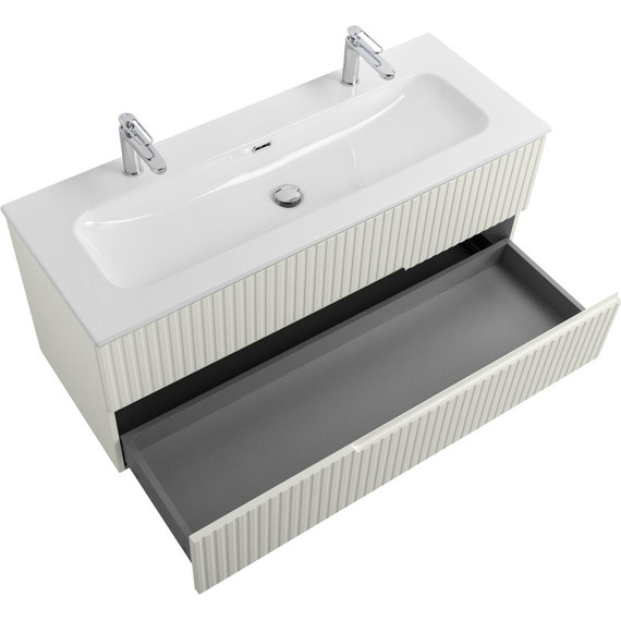 Тумба подвесная с раковиной Cezares DUET-N-1200-2C-SO-AS-P 120 см (раковина CZR-8073-120-1-2) альпака брашированная - фото 4