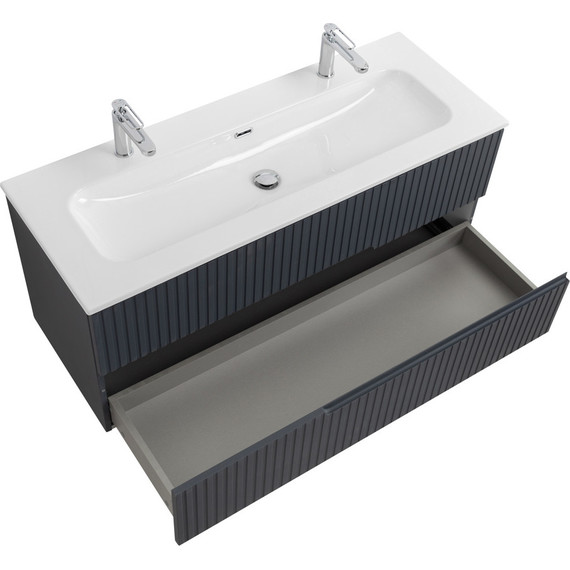 Тумба подвесная с раковиной Cezares DUET-N-1200-2C-SO-GR-P 120 см (раковина CZR-8073-120-1-2) grafito - фото 3