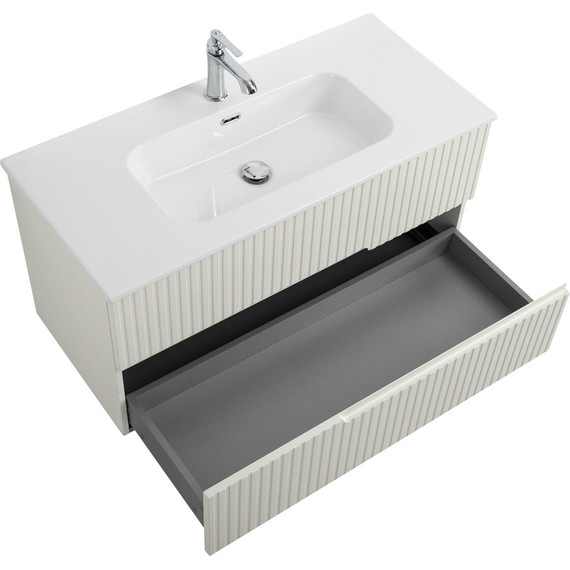 Тумба подвесная с раковиной Cezares DUET-N-1000-2C-SO-AS-P 100 см (раковина CZR-8095-100) альпака брашированная - фото 3