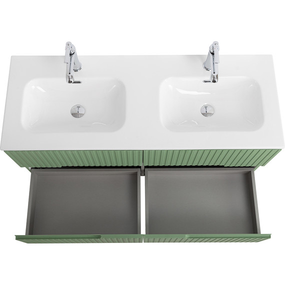 Тумба подвесная с раковиной Cezares DUET-N-1200-4C-SO-2-PS-P 120 см (раковина CZR-8073-120-2) фисташковый софт - фото 6