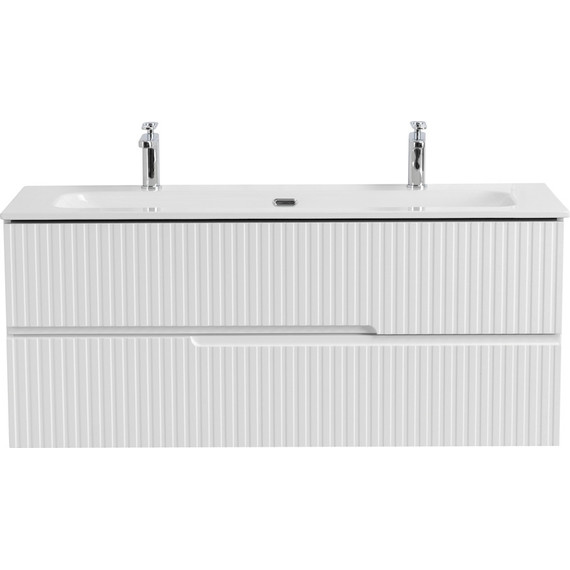 Тумба подвесная с раковиной Cezares DUET-N-1200-2C-SO-BL 120 см (раковина CZR-8073-120-1-2) bianco lucido - фото 