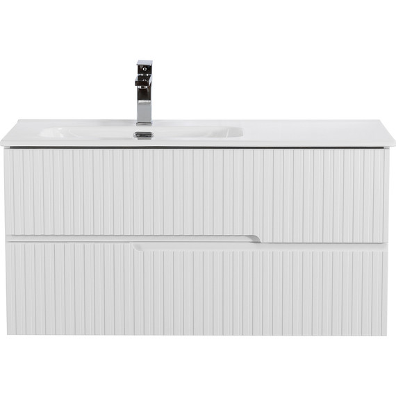 Тумба подвесная с раковиной Cezares DUET-N-1000-2C-SO-BL-L 100 см (раковина CZR-8095-100-L) bianco lucido - фото 