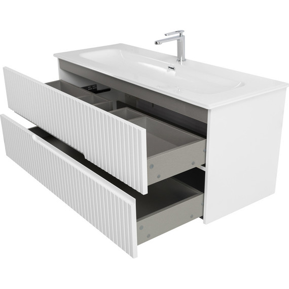 Тумба подвесная с раковиной Cezares DUET-N-1200-2C-SO-BL 120 см (раковина CZR-8073-120) bianco lucido - фото 6