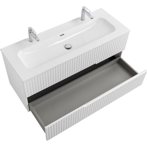 Тумба подвесная с раковиной Cezares DUET-N-1200-2C-SO-BL 120 см (раковина CZR-8073-120-1-2) bianco lucido - фото 3