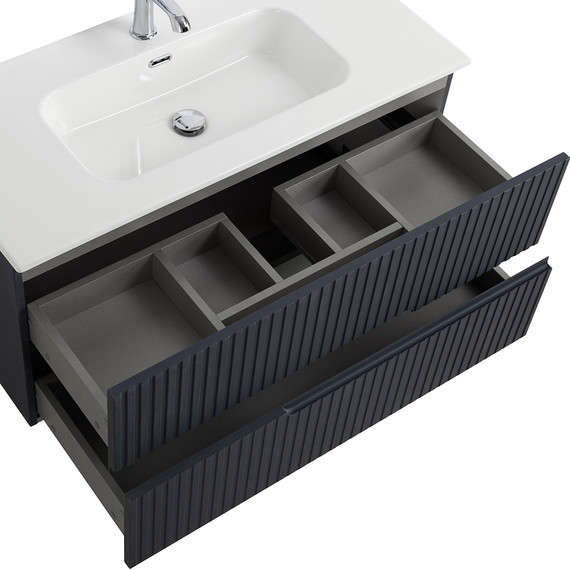 Тумба подвесная с раковиной Cezares DUET-N-1000-2C-SO-GR-P 100 см (раковина CZR-8095-100) grafito - фото 5