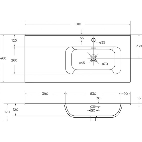Тумба подвесная с раковиной Cezares DUET-N-1000-2C-SO-BL-R 100 см (раковина CZR-8095-100-R) bianco lucido - фото 10