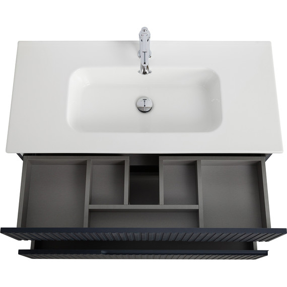 Тумба подвесная с раковиной Cezares DUET-N-1000-2C-SO-GR-P 100 см (раковина CZR-8095-100) grafito - фото 4