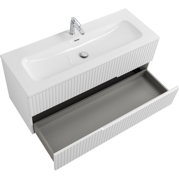 Тумба подвесная с раковиной Cezares DUET-N-1200-2C-SO-BL 120 см (раковина CZR-8073-120) bianco lucido - фото 4