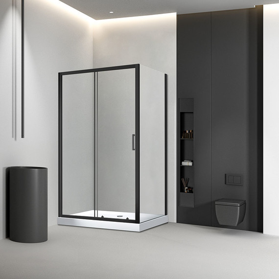 Душевое ограждение Veconi Rovigo 115x90 см RV046B-11590-01-C5, чёрный матовый/прозрачное - фото 