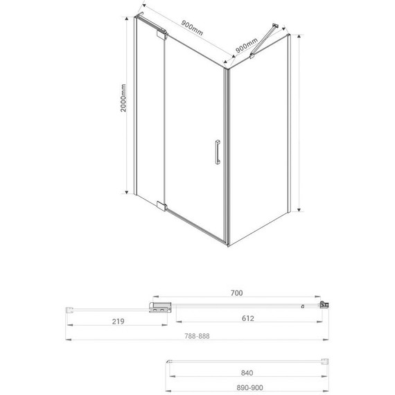 Душевое ограждение Vincea Extra 80-90x90 см VSR-1E809090CGB (стекло 8 мм), черный/тонированное - фото 5