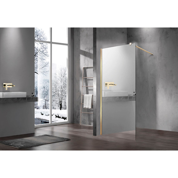 Душевая перегородка Vincea Walk in 100 см VSW-1H100MRG (стекло 8 мм) с кронштейном в комплекте, матовый золотой/зеркальное - фото 2