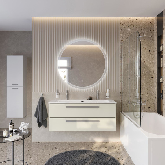 Тумба подвесная с раковиной Cezares ECO-CER-N-1200-2C-SO-AS-P 120 см (раковина CZR-8073-120-1-2) альпака брашированная - фото 12