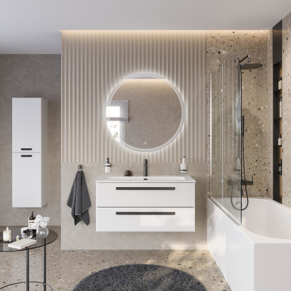 Тумба подвесная с раковиной Cezares ECO-CER-N-1000-2C-SO-BL 100 см (раковина CZR-8073-100) bianco lucido - фото 12