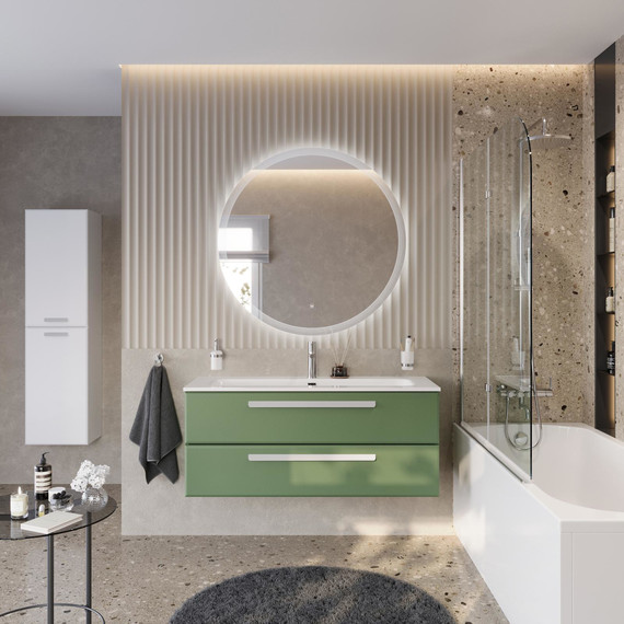 Тумба подвесная с раковиной Cezares ECO-CER-N-1200-2C-SO-PS-P 120 см (раковина CZR-8073-120) фисташковый софт - фото 9