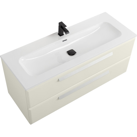 Тумба подвесная с раковиной Cezares ECO-CER-N-1200-2C-SO-AS-P 120 см (раковина CZR-8073-120) альпака брашированная - фото 3