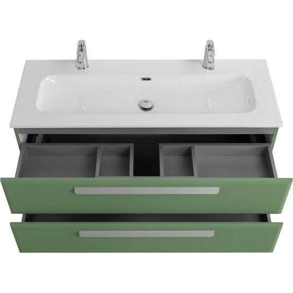 Тумба подвесная с раковиной Cezares ECO-CER-N-1200-2C-SO-PS-P 120 см (раковина CZR-8073-120-1-2) фисташковый софт - фото 4