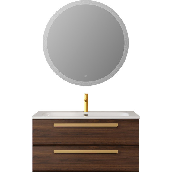 Тумба подвесная с раковиной Cezares ECO-CER-N-1000-2C-SO-NCS-P 100 см (раковина CZR-8073-100) орех шоколад софт - фото 16