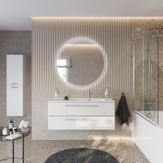 Тумба подвесная с раковиной Cezares ECO-CER-N-1200-2C-SO-BL-R 120 см (раковина CZR-8095-120-R) bianco lucido - фото 14